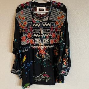 Johnny Was Multicolor Embroidered Blouse